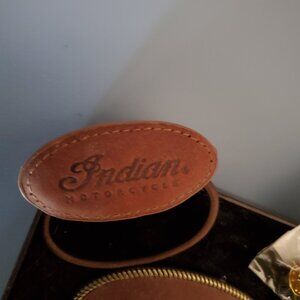 Vintage Indian Motorcycle Genuine Leather Ponytail Holder Charm